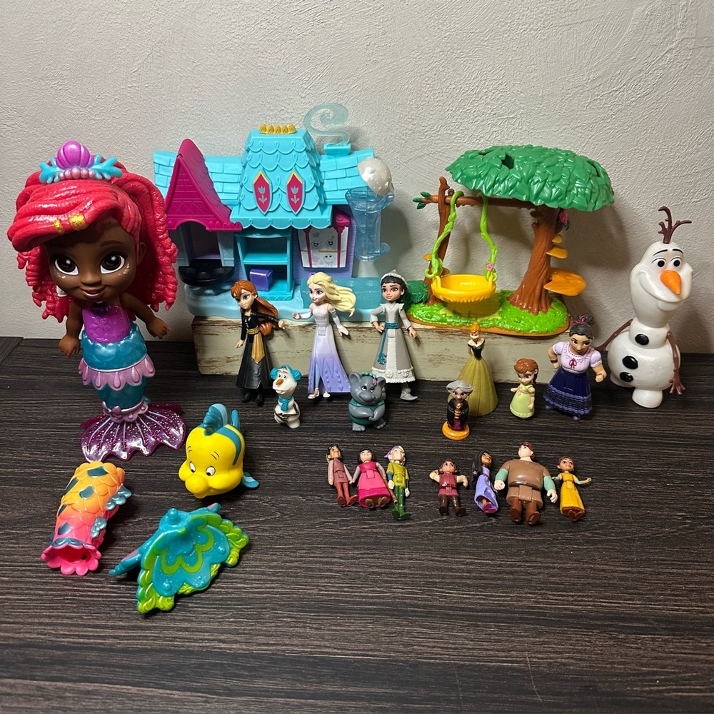 Disney BUNDLE Frozen Little Mermaid Doll Wish Encanto Figures and Play Sets